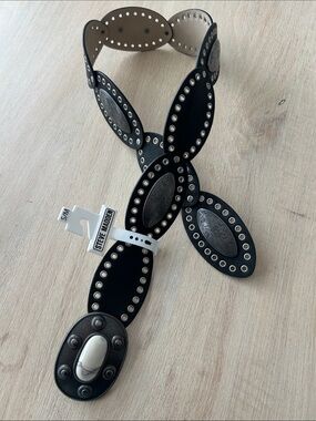 Steve Madden Black Oval Concho Belt